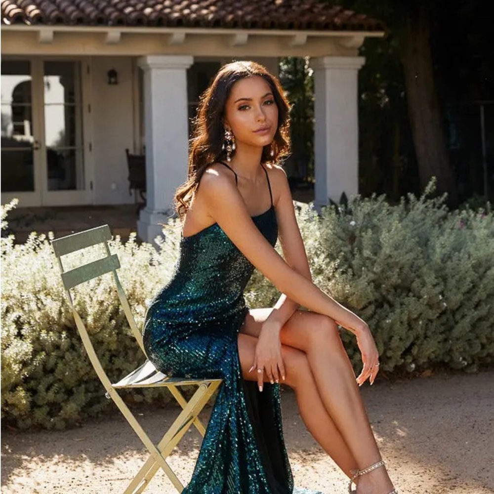 Hello Molly Green Sequin Backless Dress